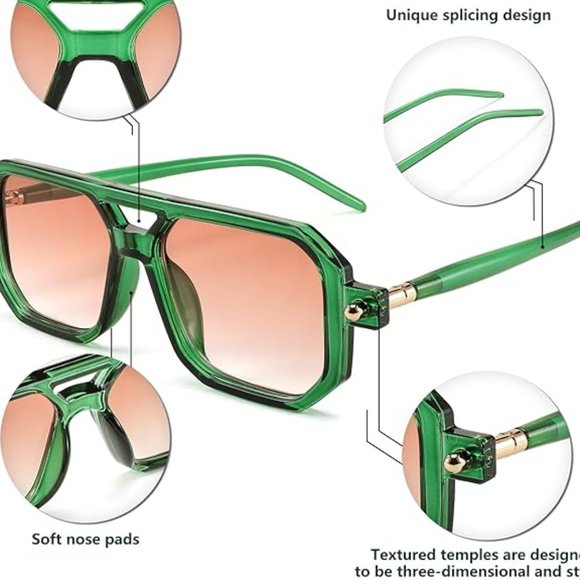 Vintage square 70s flat aviator sunglasses